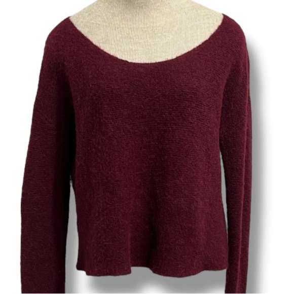 Peruvian Connection Women's Royal Alpaca Sweater Boho Oversize XS Burgundy Flaw - Picture 1 of 12